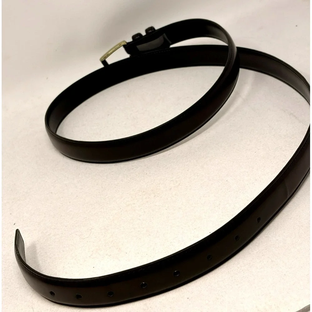Genuine Leather Brown Dress Belt Gold Tone Buckle Size 52 Men's 60